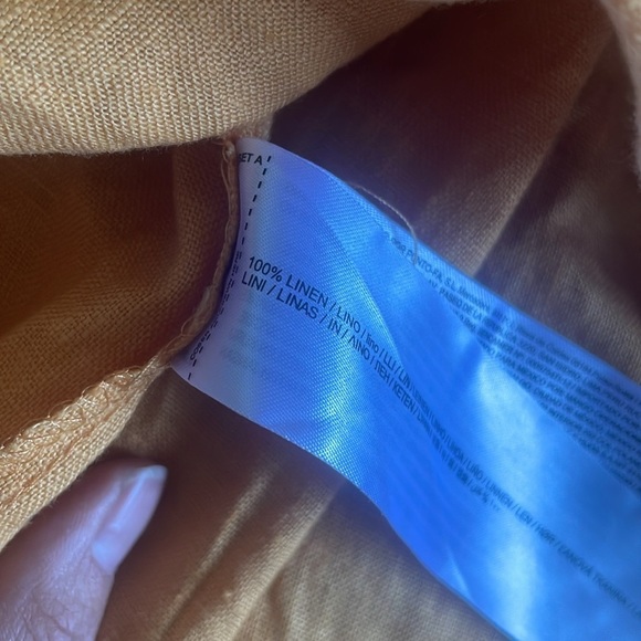 MNG Pure Linen Orange Button-Up Utility Dress with Belt - Picture 9 of 10